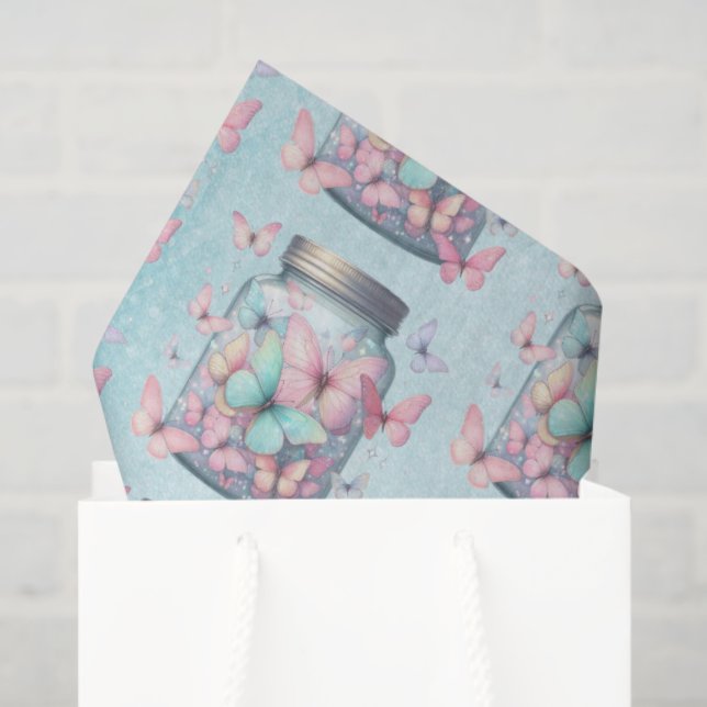 Whimsical Butterflies in a Jar Pattern Tissue Paper (Gift Bag)