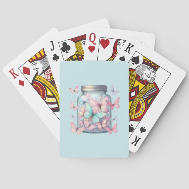 Whimsical Butterflies in a Jar Playing Cards (Back)