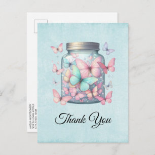 Whimsical Butterflies in a Jar Thank You Postcard