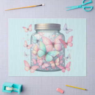 Whimsical Butterflies in a Jar Tissue Paper