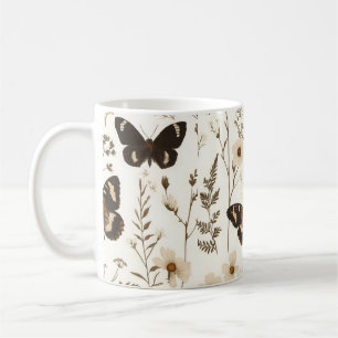 Whimsical Butterfly and Flower Pattern Coffee Mug