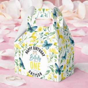 Whimsical Butterfly Floral 1st Birthday Favor Box