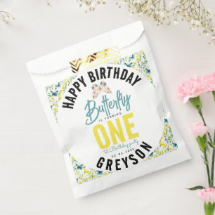 Whimsical Butterfly Floral 1st Birthday Favour Bag