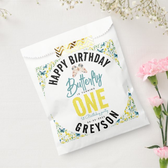 Whimsical Butterfly Floral 1st Birthday Favour Bag (Sealed)