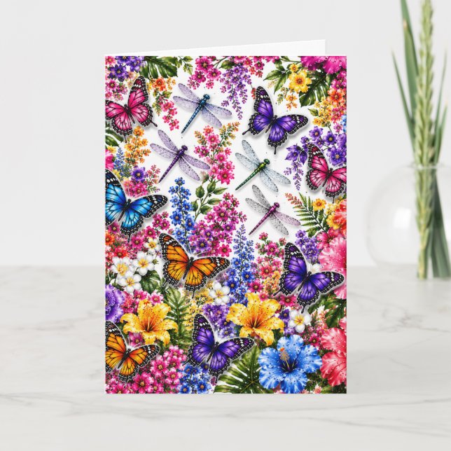 Whimsical Butterfly Floral Card (Front)