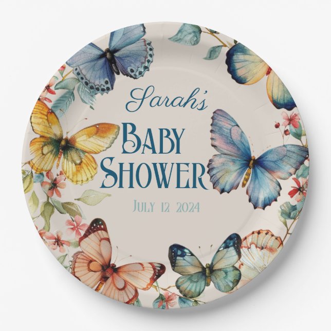 Whimsical Butterfly Garden Fairytale  Paper Plate (Front)