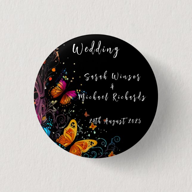 Whimsical Butterfly Garden Postcard 1 Inch Round Button (Front)