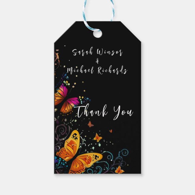 Whimsical Butterfly Garden Postcard Gift Tags (Front)