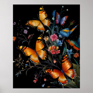Whimsical Butterfly Garden Poster