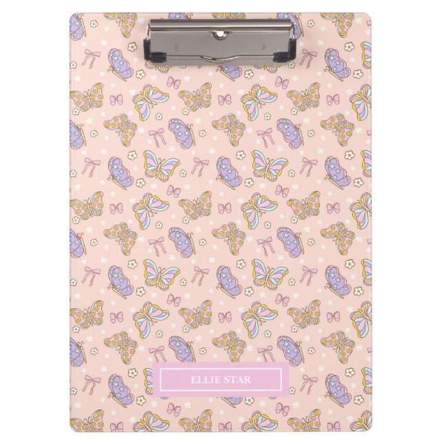 Whimsical Butterfly Girl Personalized Clipboard (Front)