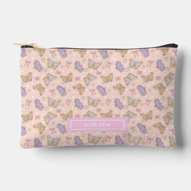 Whimsical Butterfly Girl Personalized Cosmetic Bag (Front)