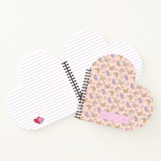 Whimsical Butterfly Girl Personalized Heartshape Notebook (Inside)