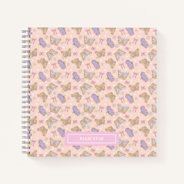 Whimsical Butterfly Girl Personalized Notebook (Front)
