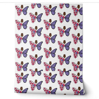 Whimsical Butterfly Girl Wallpaper | Floral Fairy 