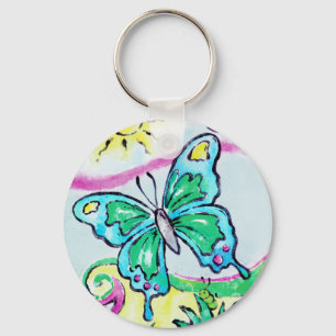 Whimsical Butterfly Melamine Plate Keychain
