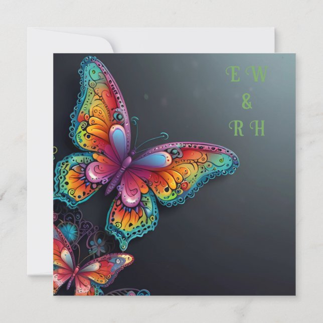 Whimsical Butterfly Romance Faire-part de mariage (Dos)