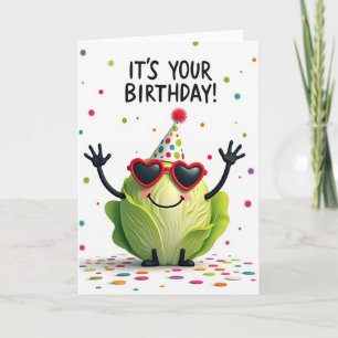 Whimsical Cabbage Birthday Card