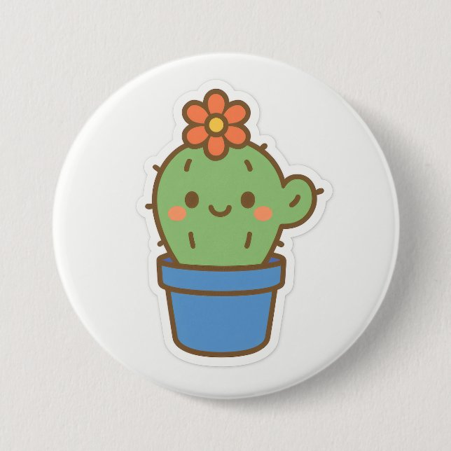 Whimsical Cactus 3 Inch Round Button (Front)
