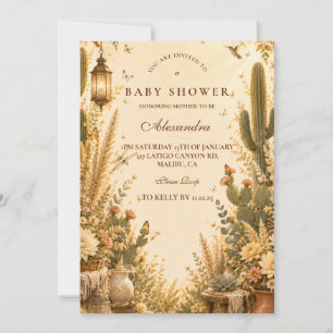 Whimsical Cactus Boho Baby Shower Invitation