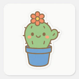 Whimsical Cactus Square Sticker