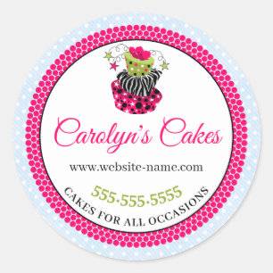 Whimsical Cake Bakery Box Packaging Classic Round Sticker