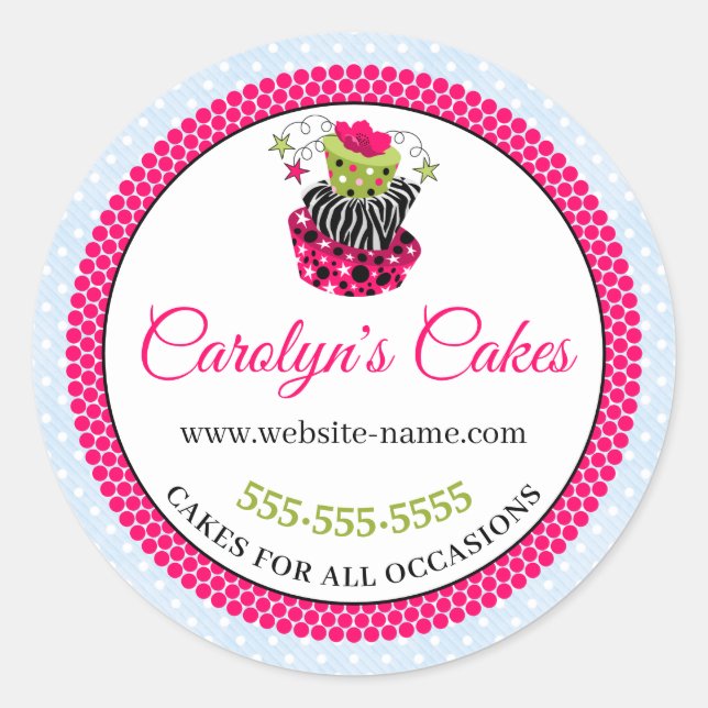 Whimsical Cake Bakery Box Packaging Classic Round Sticker (Front)