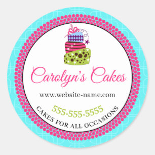 Whimsical Cake Bakery Box Packaging Classic Round Sticker