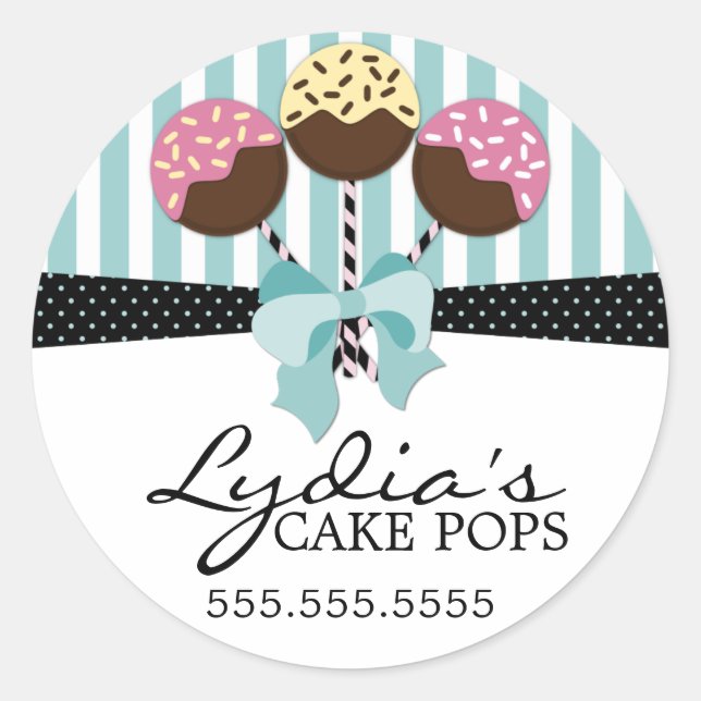 Whimsical Cake Pops Bakery Box Seals (Front)