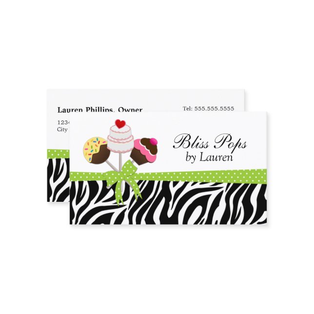 Whimsical Cake Pops Business Card (Front/Back In Situ)