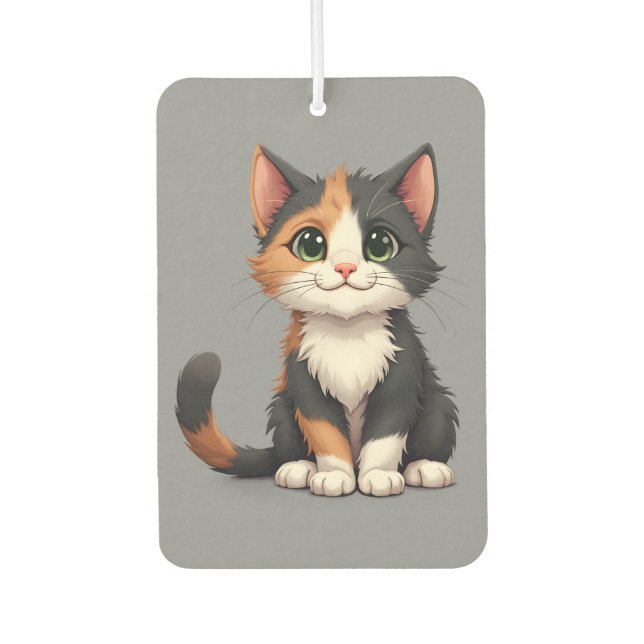 Whimsical Calico Kitten with Cattitude Air Freshener (Front)