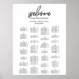 Whimsical Calligraphy Alphabetical Seating Chart