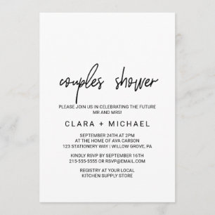 Whimsical Calligraphy Couples Shower Invitation