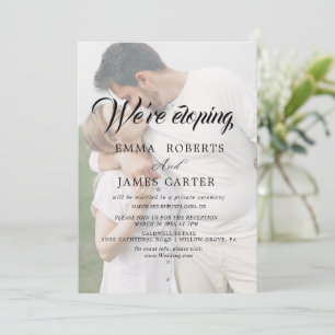 Whimsical Calligraphy   Faded Photo Elopement  Invitation