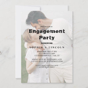Whimsical Calligraphy Faded Photo Engagement Party Invitation