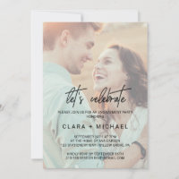 Whimsical Calligraphy Faded Photo Let's Celebrate