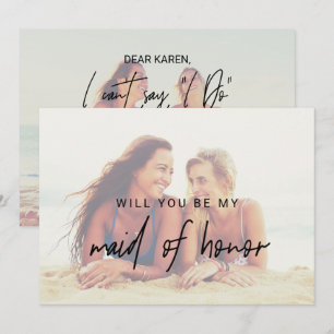 Whimsical Calligraphy Faded Photo Maid Of Honour Invitation