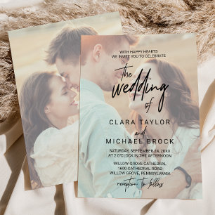 Whimsical Calligraphy Faded Photo The Wedding Of Invitation