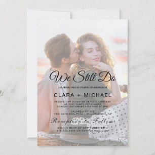 Whimsical Calligraphy Faded Photo Vow Renewal  Invitation