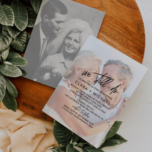 Whimsical Calligraphy   Faded Photo Vow Renewal Invitation
