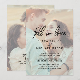Whimsical Calligraphy Fall In Love RSVP Wedding Invitation