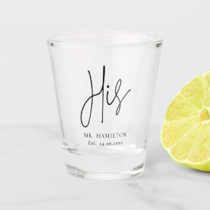Whimsical Calligraphy His Gift Groom Shot Glass