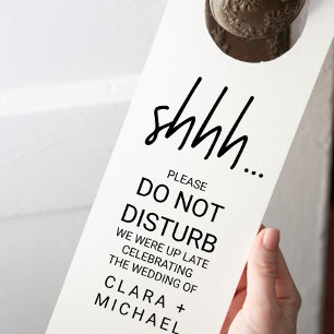 Whimsical Calligraphy Hotel Wedding Guest Door Hanger