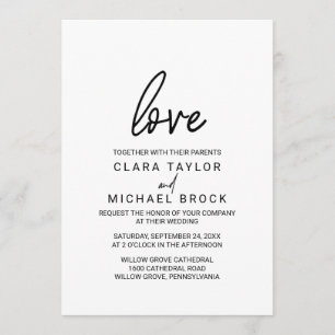 Whimsical Calligraphy Love Wedding Invitation