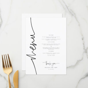 Whimsical Calligraphy Modern Wedding Dinner Menu