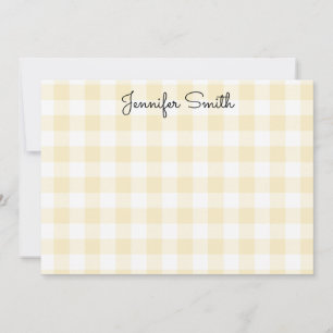 Whimsical Calligraphy Pastel Lemon Yellow Gingham Card