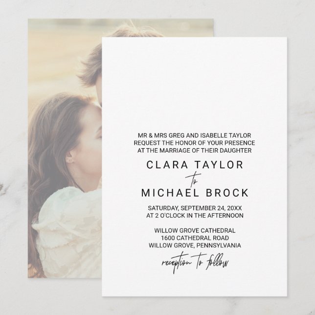 Whimsical Calligraphy | Photo Back Formal Wedding Invitation (Front/Back)