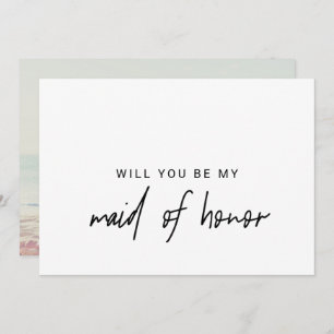 Whimsical Calligraphy Photo Back Maid Of Honour Invitation