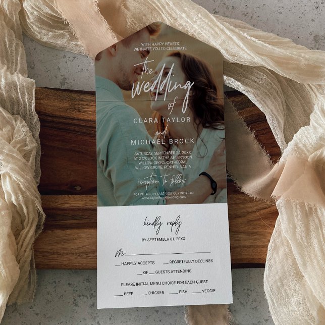 Whimsical Calligraphy Photo Overlay The Wedding Of All In One Invitation (Creator Uploaded)