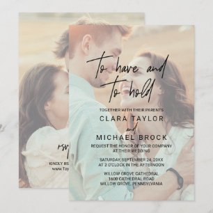 Whimsical Calligraphy Photo RSVP Have Hold Wedding Invitation