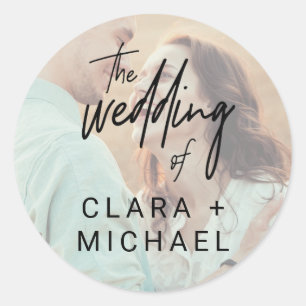 Whimsical Calligraphy Photo Wedding Envelope Seals